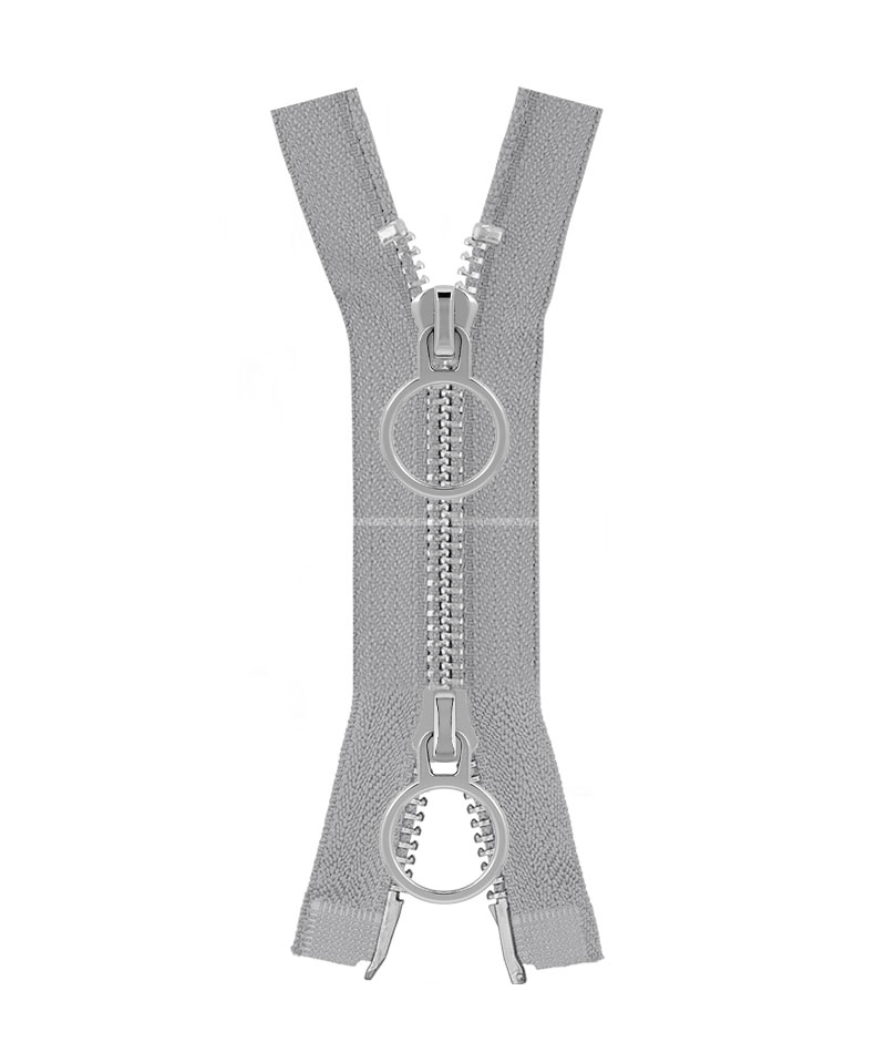 Молния металлическая разъемная на два бегунка 041MR-5-548T+548 (329 грей2/серебро)