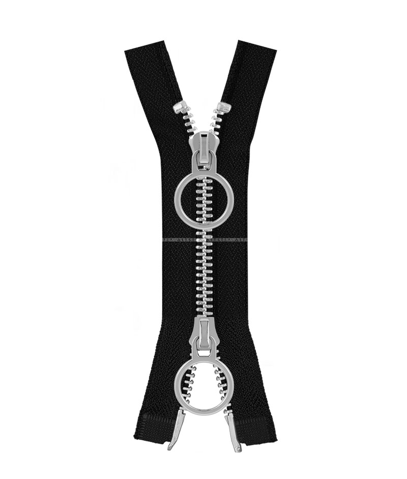 Молния металлическая разъемная на два бегунка 041MR-5-548T+548 (черный/серебро)