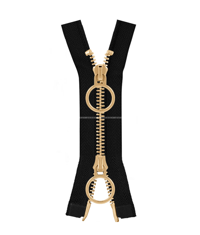 Молния металлическая разъемная на два бегунка 041MR-5-548T+548 (черный/золото)