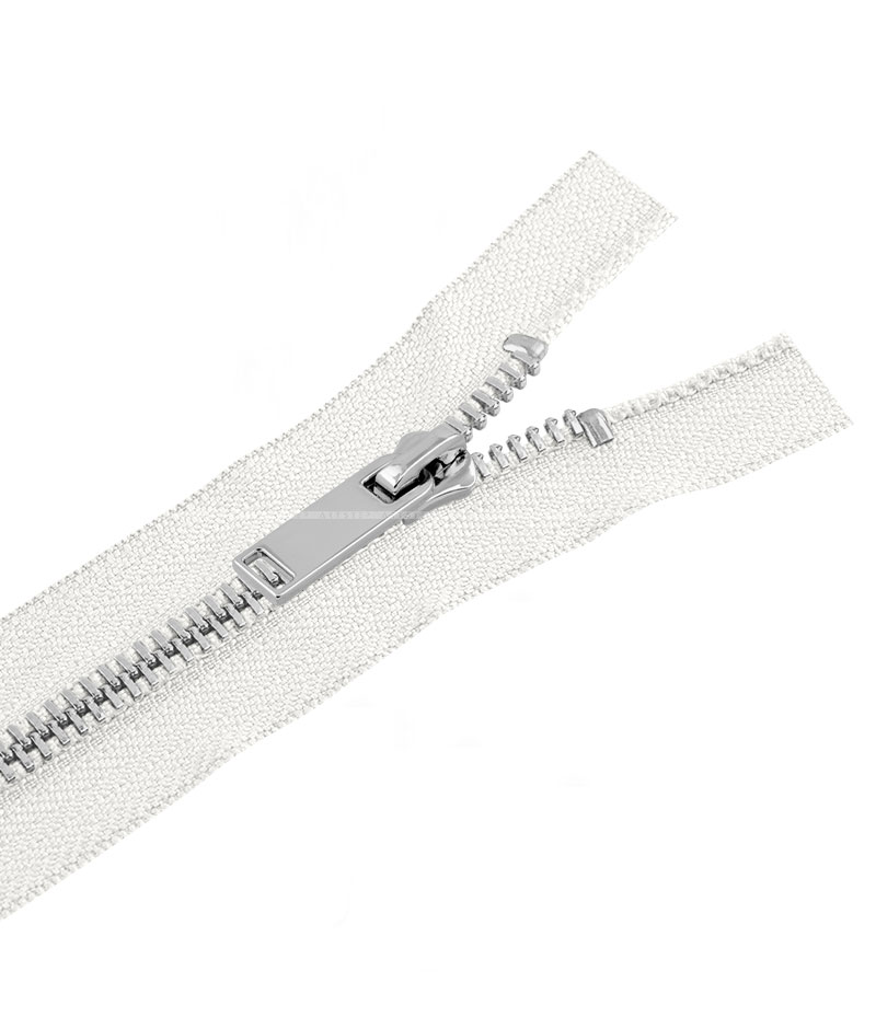 Блискавка металева роз'ємна на два бігунки 041MR-5-549T+549 (030 білий/срібло) - Фото 2