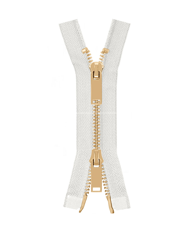 Блискавка металева роз'ємна на два бігунки 041MR-5-549T+549 (030 білий/золото)