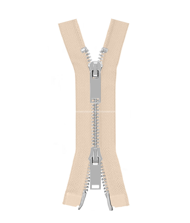 Блискавка металева роз'ємна на два бігунки 041MR-5-549T+549 (031 світло-бежевий/срібло)