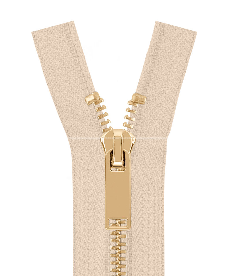 Молния металлическая разъемная на два бегунка 041MR-5-549T+549 (031 светло-бежевый/золото) product.image_alt