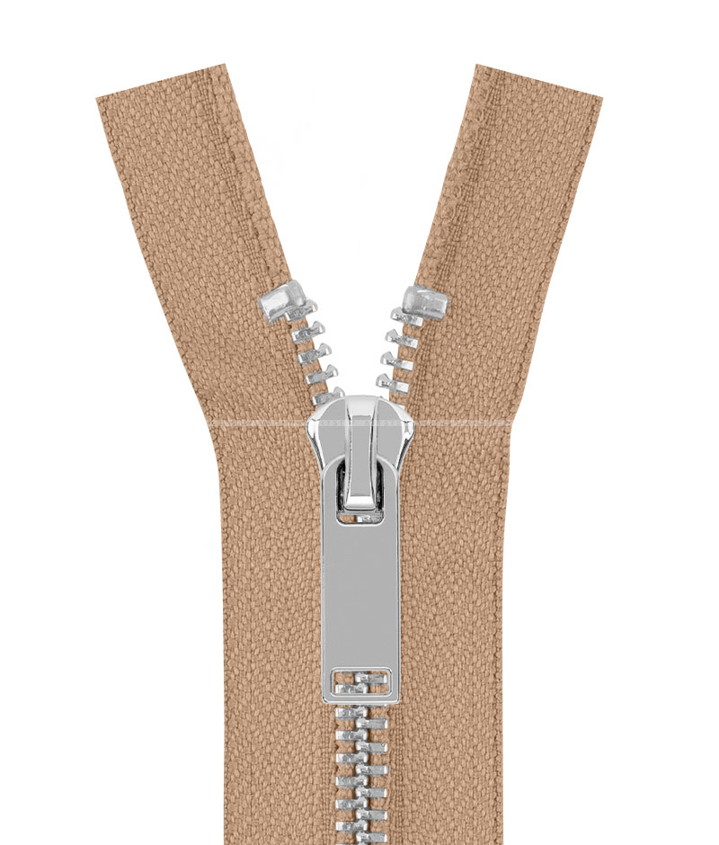 Молния металлическая разъемная на два бегунка 041MR-5-549T+549 (128 мокко/серебро) product.image_alt