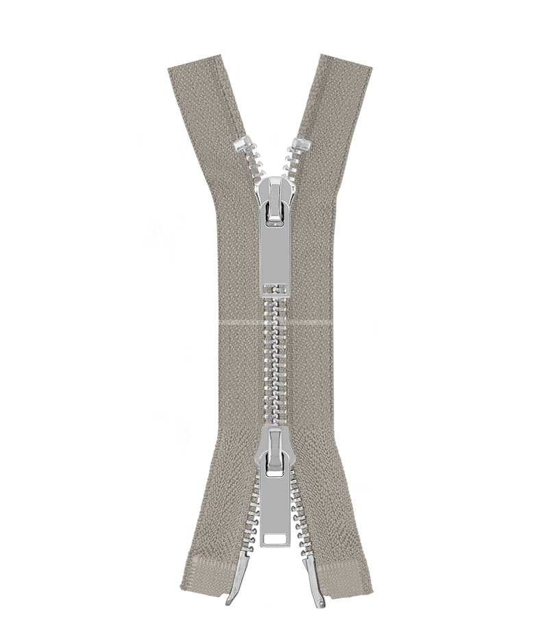 Молния металлическая разъемная на два бегунка 041MR-5-549T+549 (181 серый/серебро)