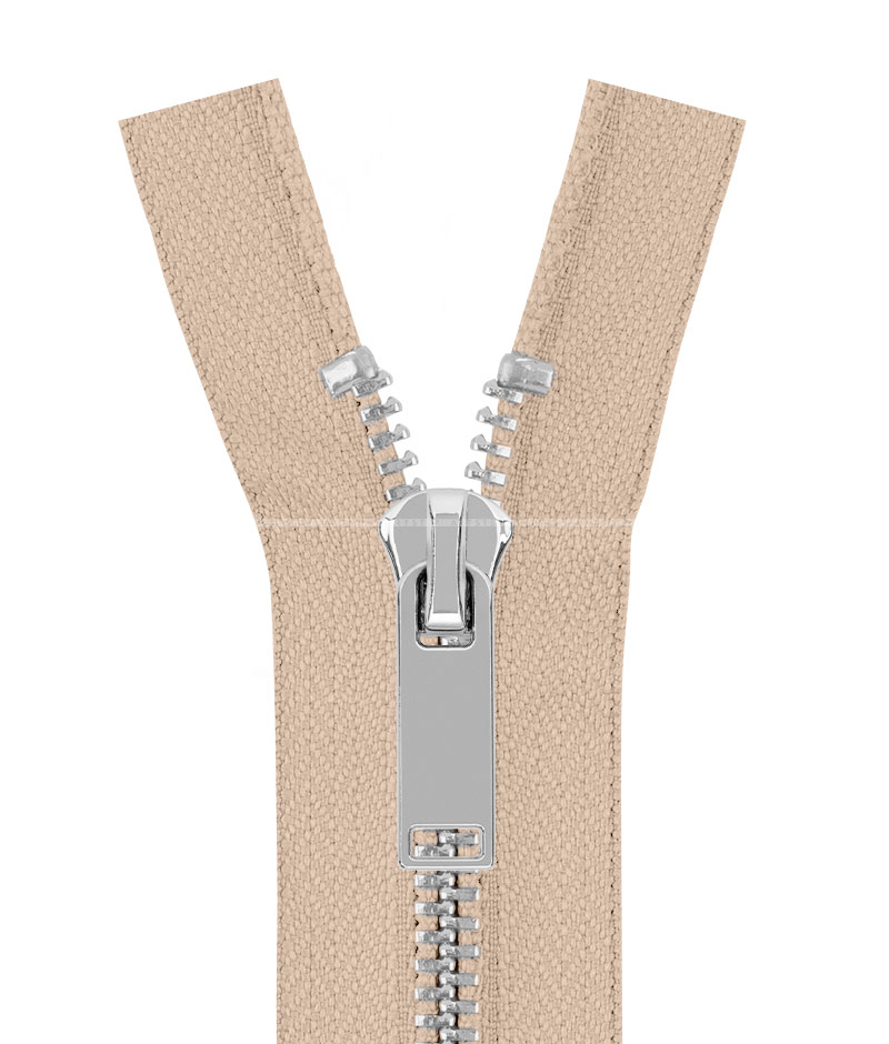 Блискавка металева роз'ємна на два бігунки 041MR-5-549T+549 (572 бежевий/срібло) - Фото 3