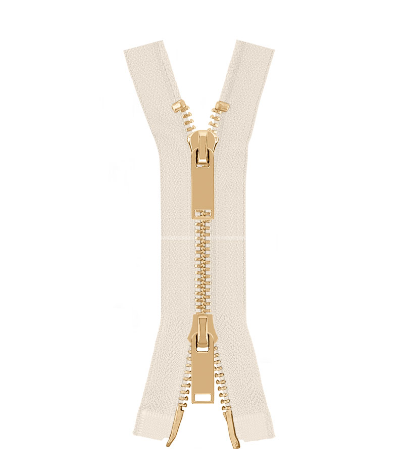 Молния металлическая разъемная на два бегунка 041MR-5-549T+549 (841 молочный/золото)