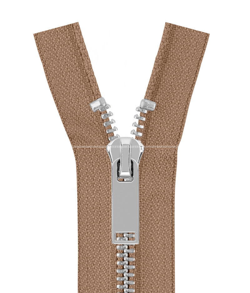 Молния металлическая разъемная на два бегунка 041MR-5-549T+549 (894 капучино2/серебро) product.image_alt