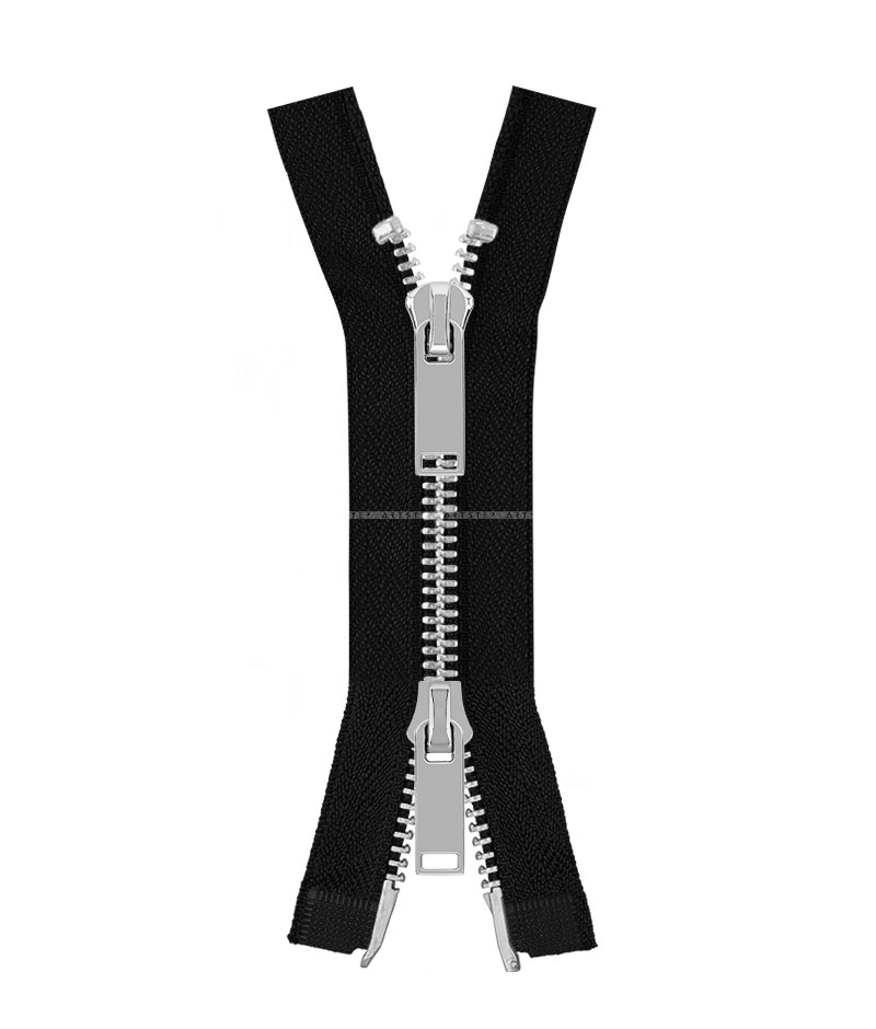 Молния металлическая разъемная на два бегунка 041MR-5-549T+549 (черный/серебро)