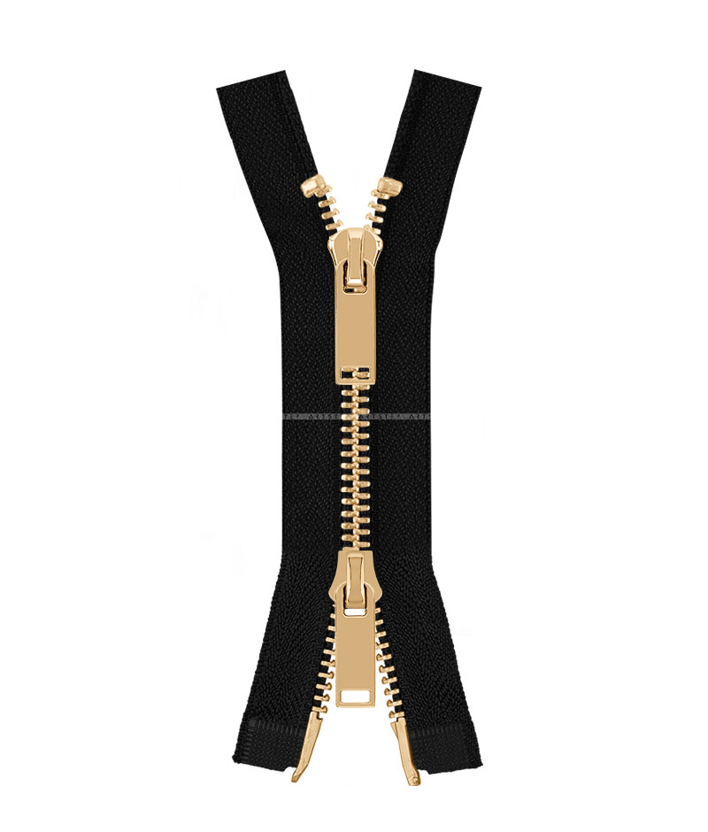 Молния металлическая разъемная на два бегунка 041MR-5-549T+549 (черный/золото)